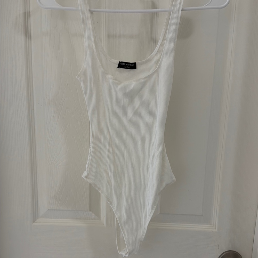 Naked Wardrobe Ivory Ribbed Bodysuit